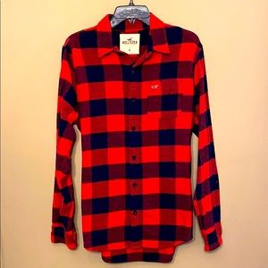 Hollister Flannel Button Down Shirt - Red & Black